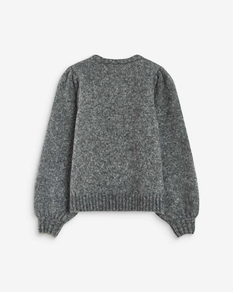 Pull en maille col rond épaules froncées anthracite Antoine