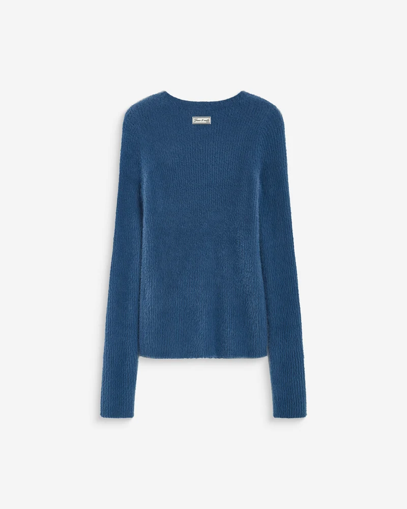 Pull doux près du corps col rond bleuet Auryn