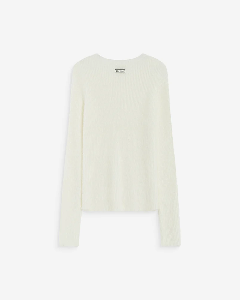 Pull doux près du corps col rond ecru Auryn