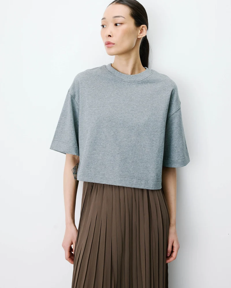 T-shirt oversize court en coton gris Arvel