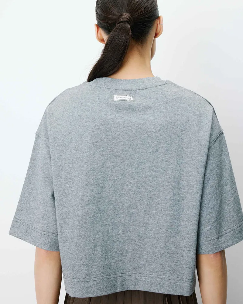T-shirt oversize court en coton gris Arvel