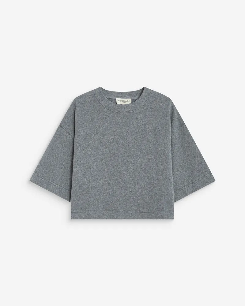 T-shirt oversize court en coton gris Arvel