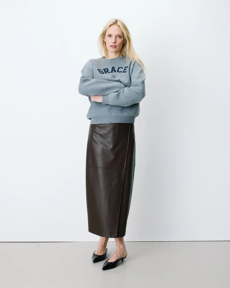 Pull à logo universitaire brodé gris Ashford