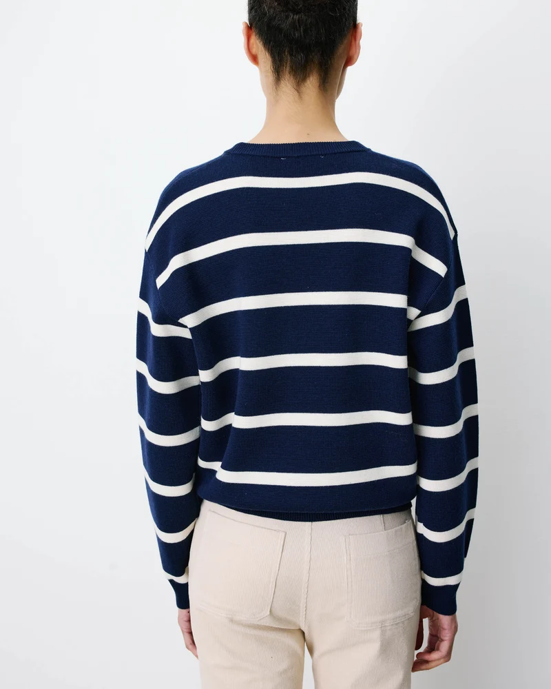 Pull à logo universitaire brodé marine Ashford
