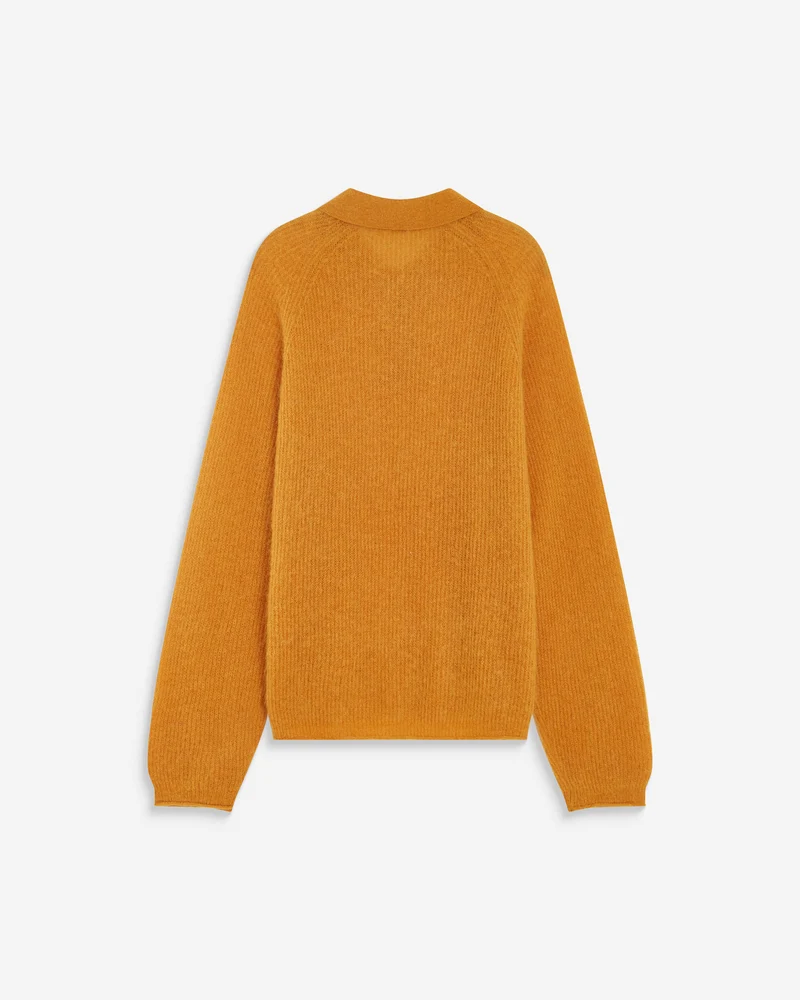Pull polo en maille texturée boutonné ocre Alevan