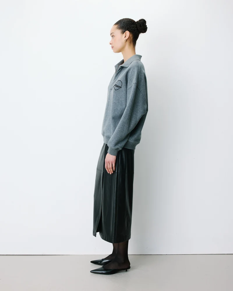 Sweat oversize col polo ouvert anthracite Archibald