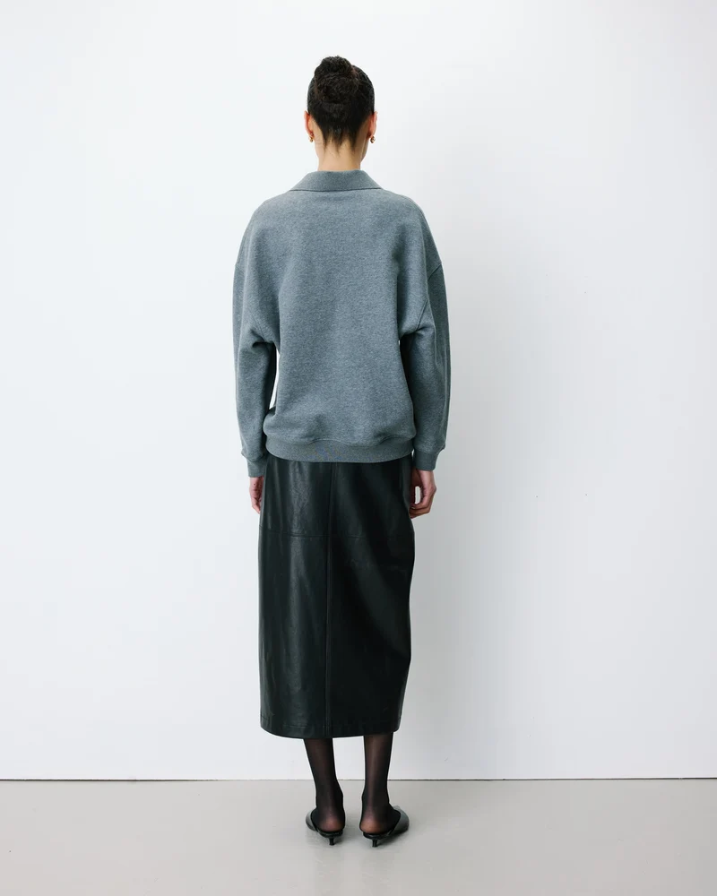 Sweat oversize col polo ouvert anthracite Archibald