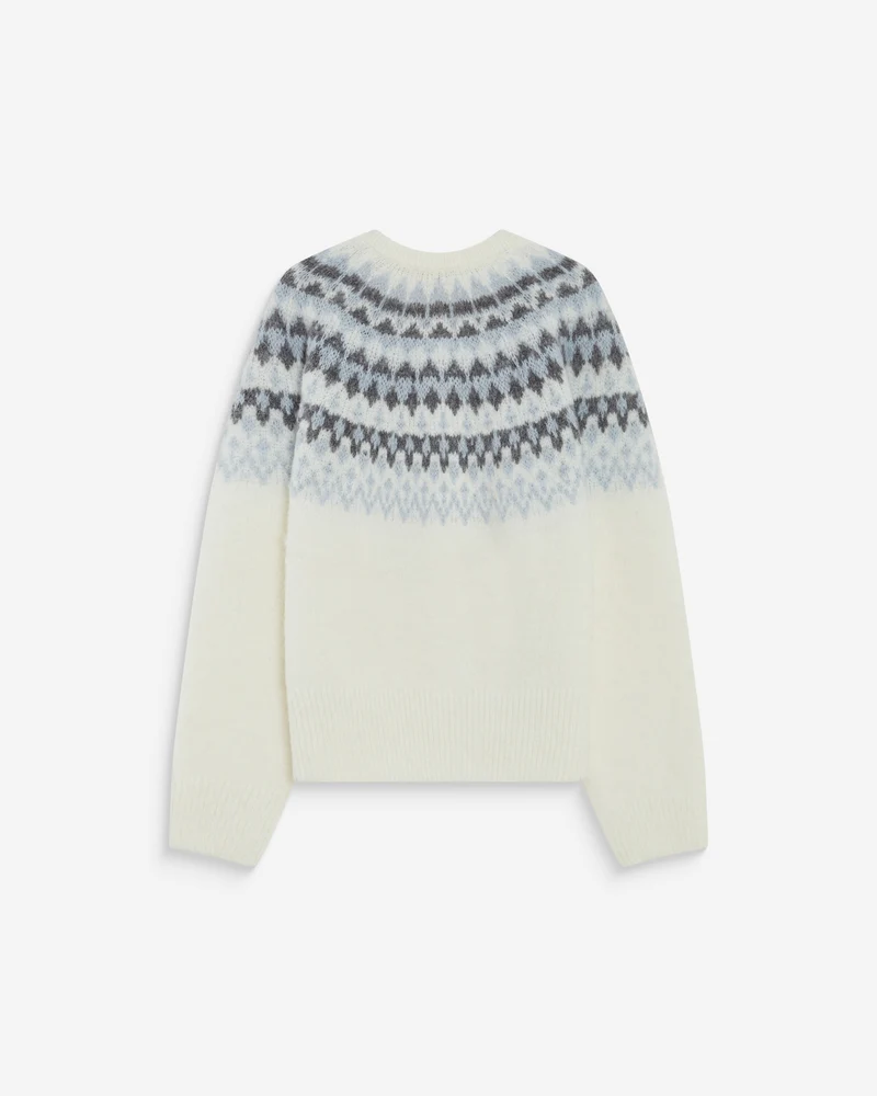 Cardigan en maille jacquard boutonné ivoire Alekio