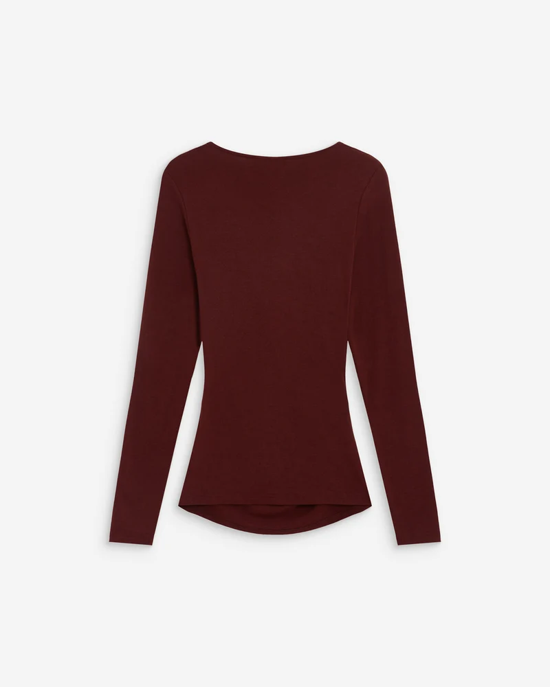 Top froncé col V croisé manches longues cherry Azul