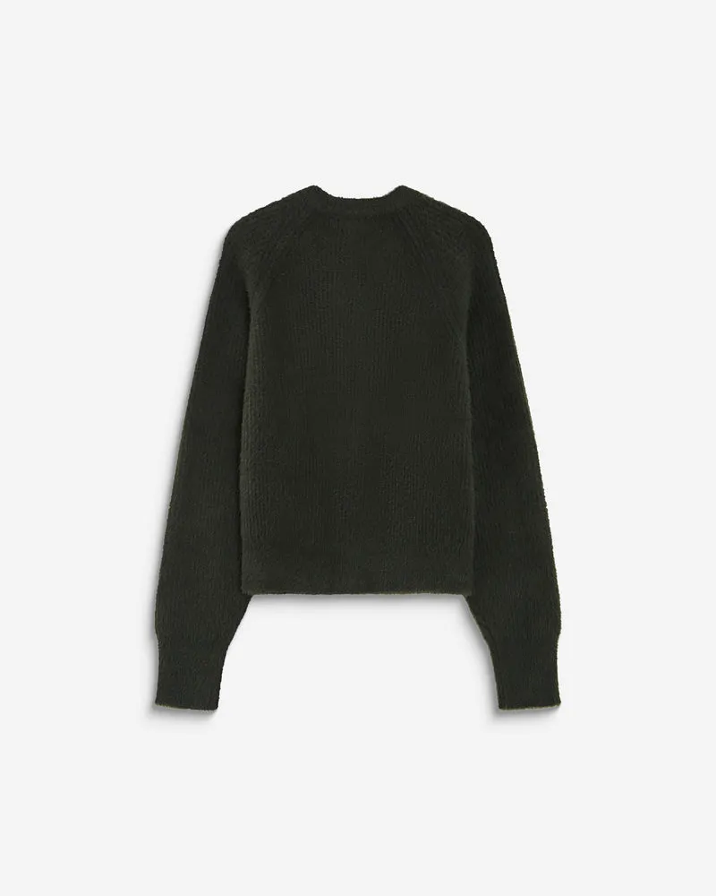 Cardigan doux col rond boutonné kaki Aleron