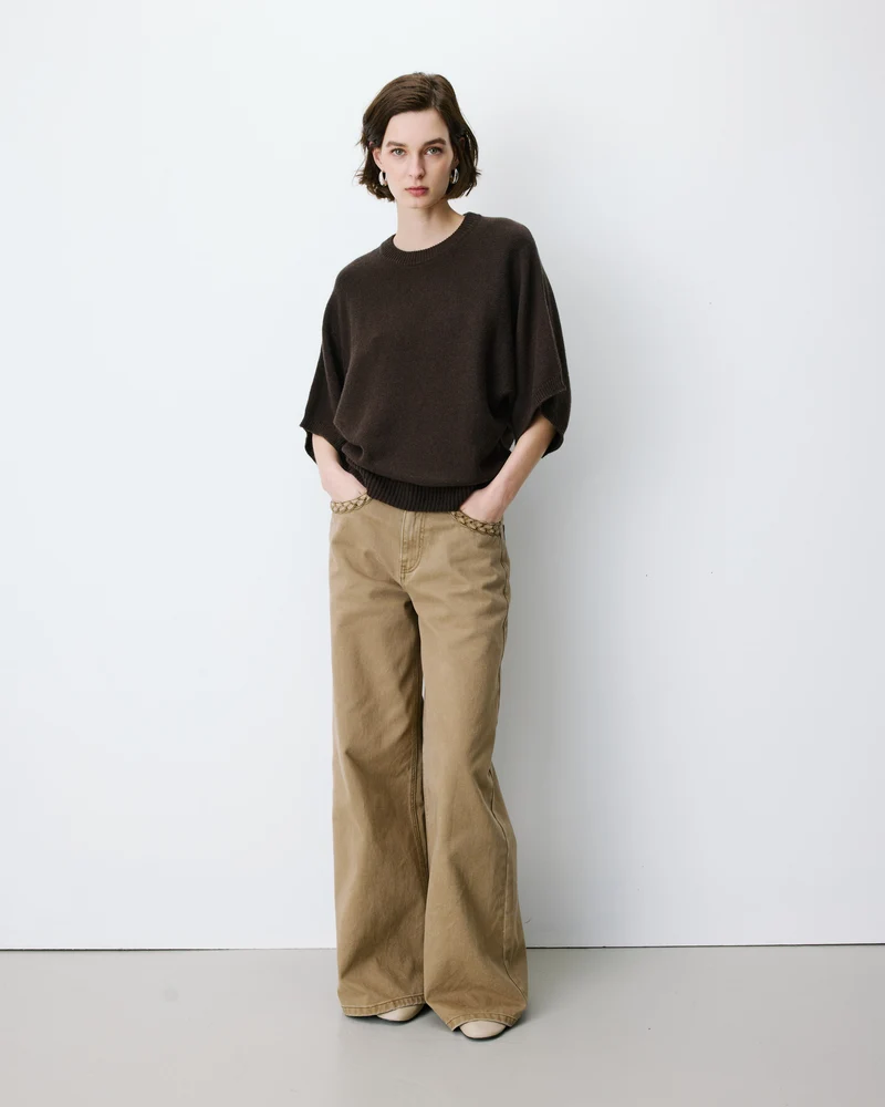 Pull oversize manches kimono 3/4 chocolat Almus