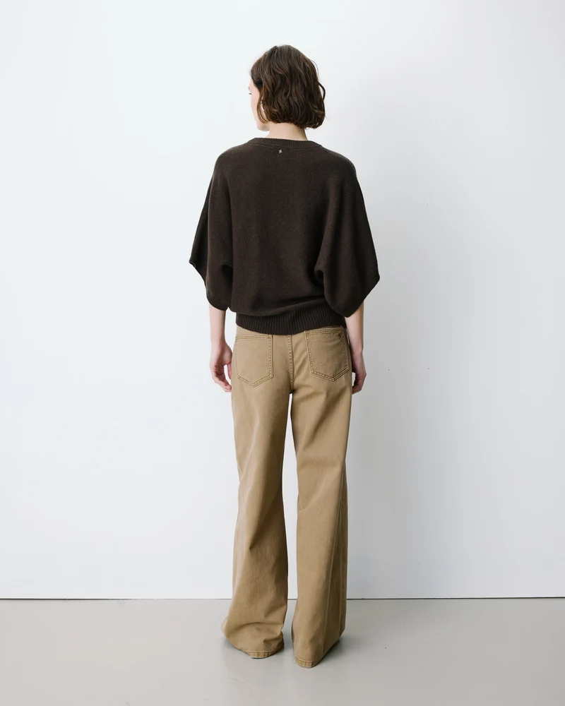 Pull oversize manches kimono 3/4 chocolat Almus