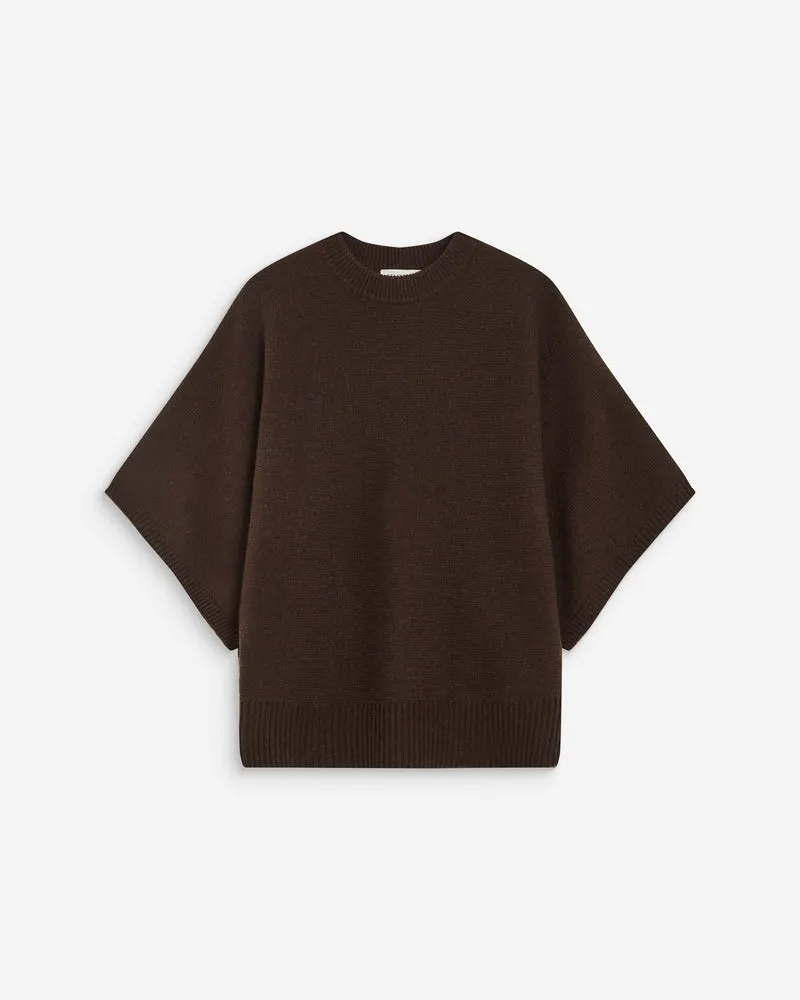 Pull oversize manches kimono 3/4 chocolat Almus