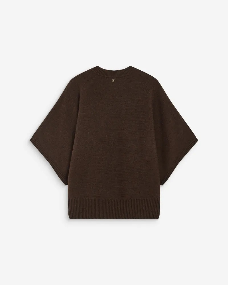 Pull oversize manches kimono 3/4 chocolat Almus