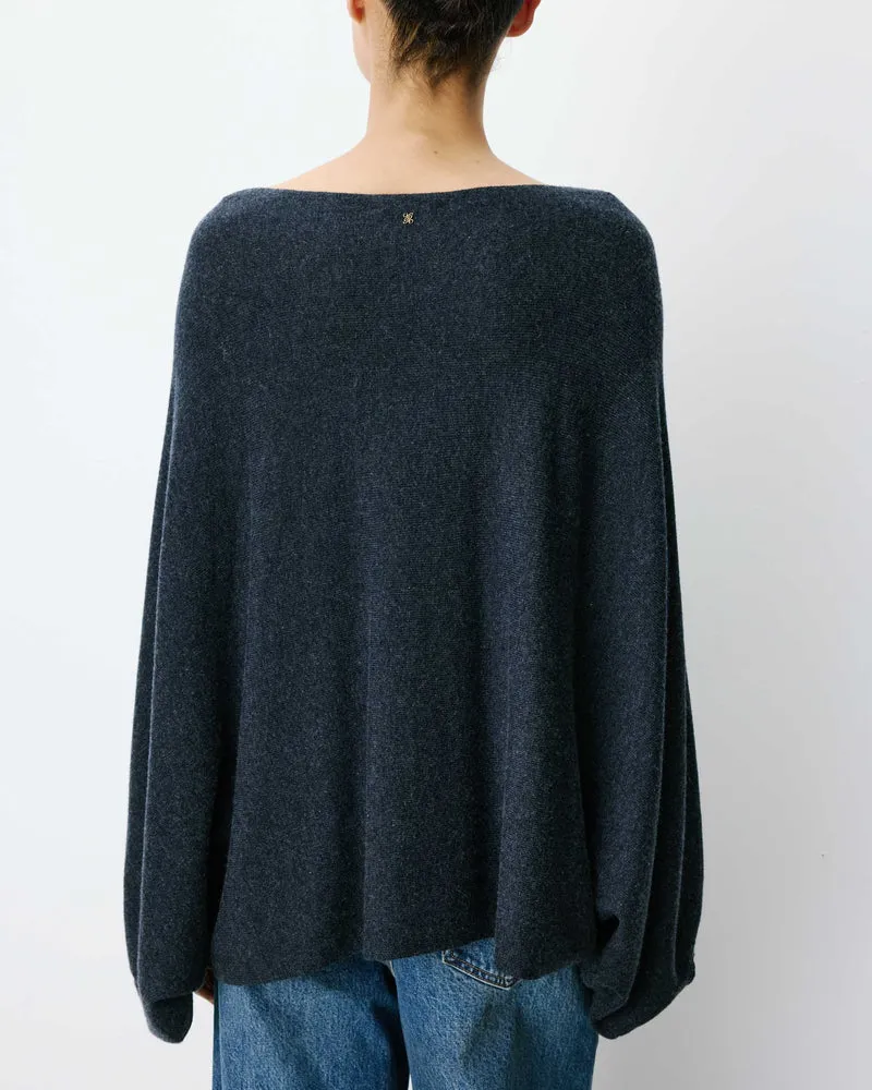 Pull poncho col bateau manches larges anthracite Adela