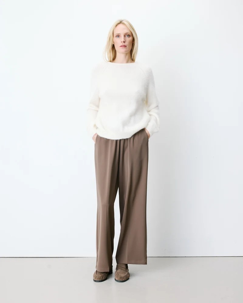 Pull ample en maille dos nu croisé ivoire Anthemis