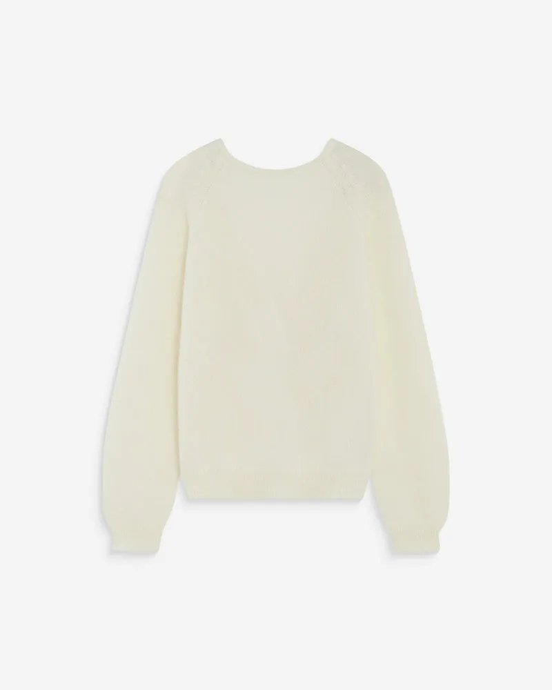 Pull ample en maille dos nu croisé ivoire Anthemis