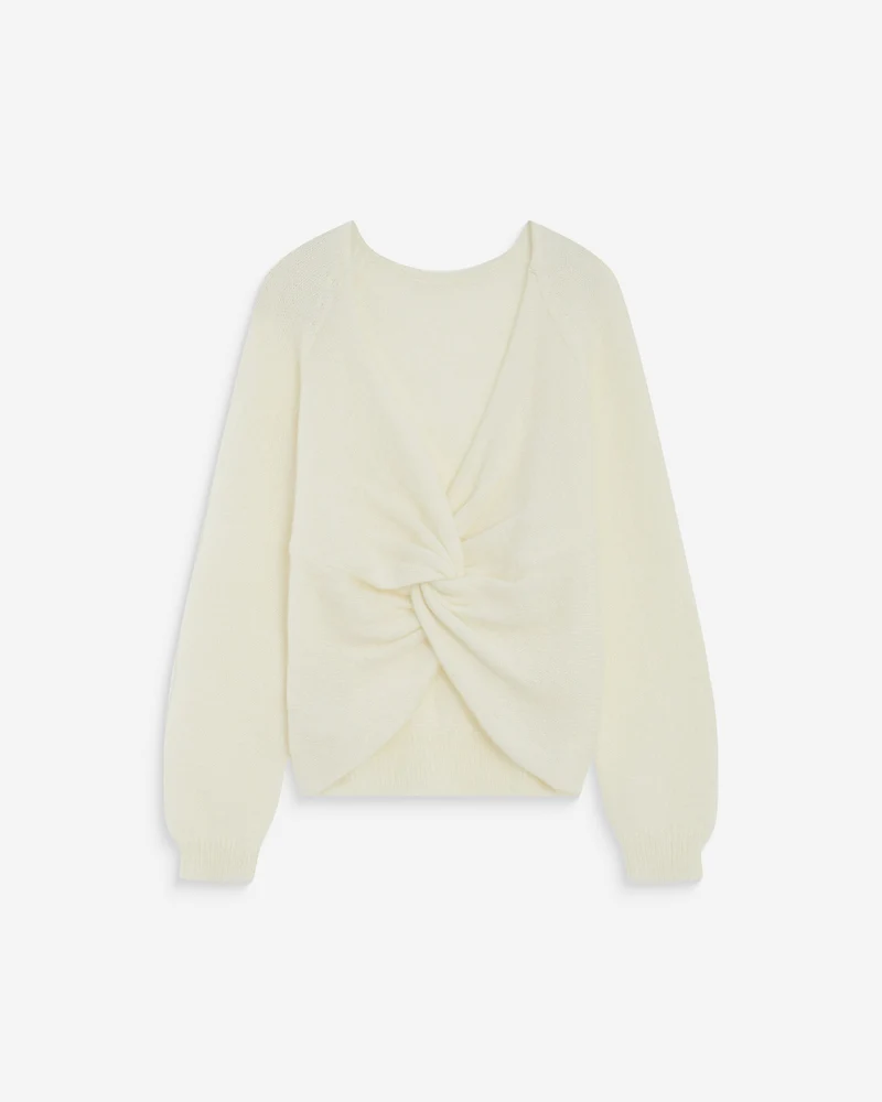 Pull ample en maille dos nu croisé ivoire Anthemis