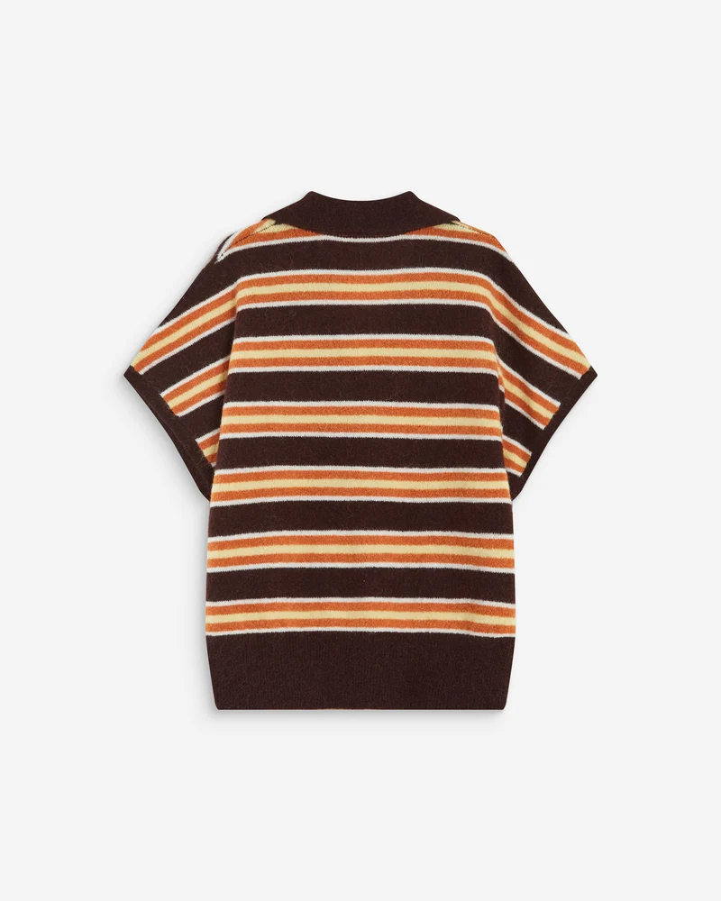 Pull rayé oversize col polo chocolat Aizen