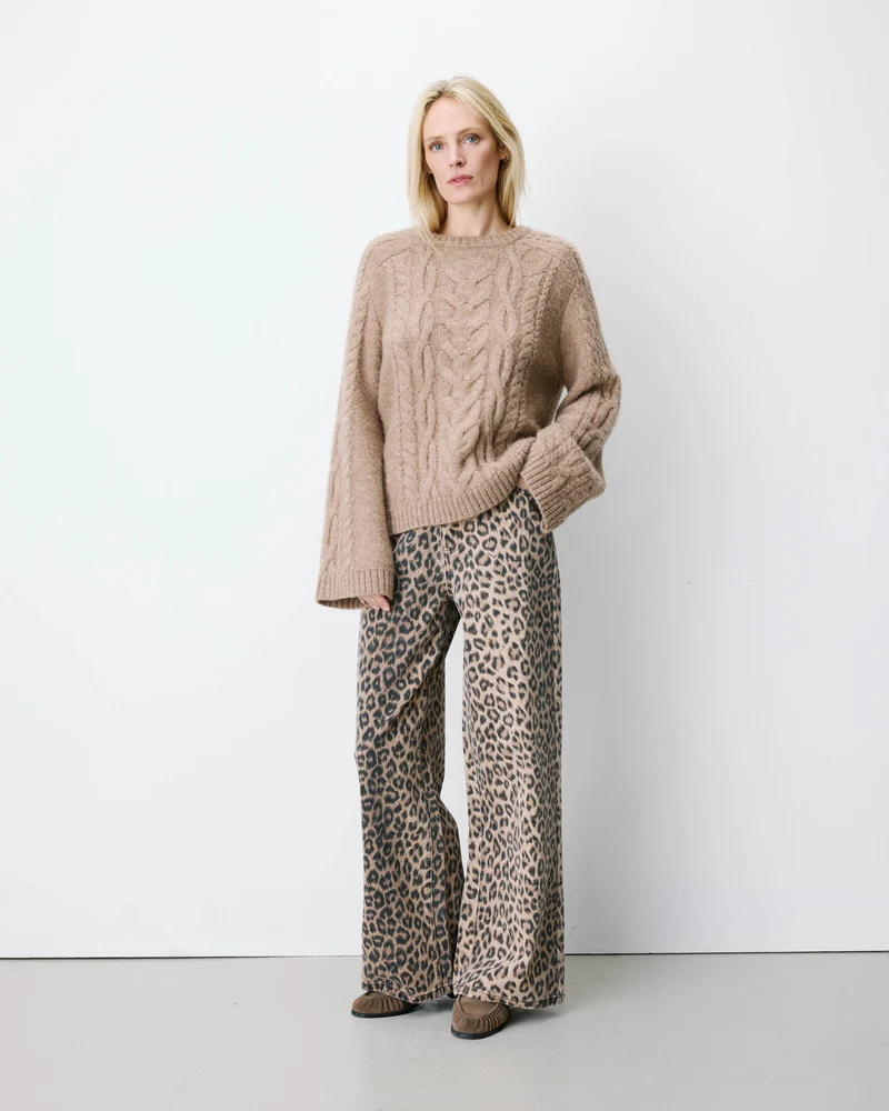 Pull torsadé à nouer au dos beige Arcelin