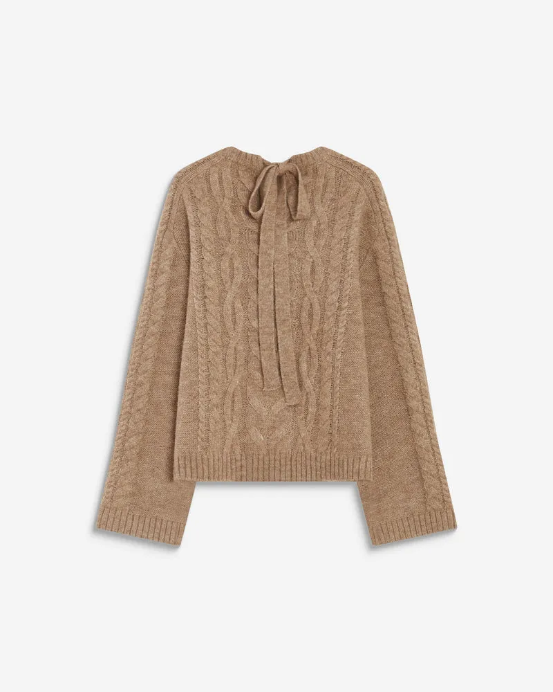 Pull torsadé à nouer au dos beige Arcelin