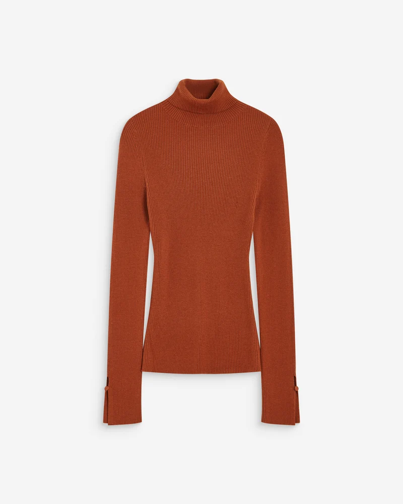 Pull col roulé ajusté en maille fine coffee Alfred