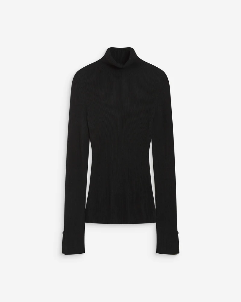 Pull col roulé ajusté en maille fine noir Alfred