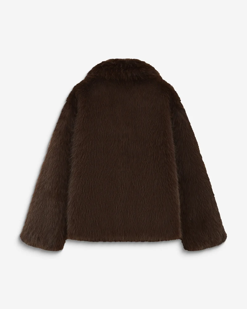 Manteau fausse fourrure croisé chocolat Amy