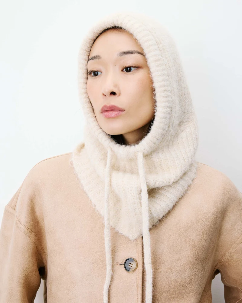 Cagoule en laine mélangée sable Samourai