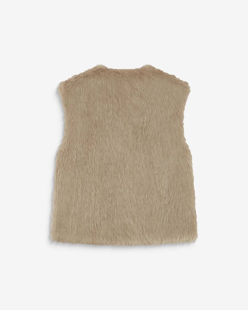 Veste droite sans manches en fausse fourrure grege Aelio