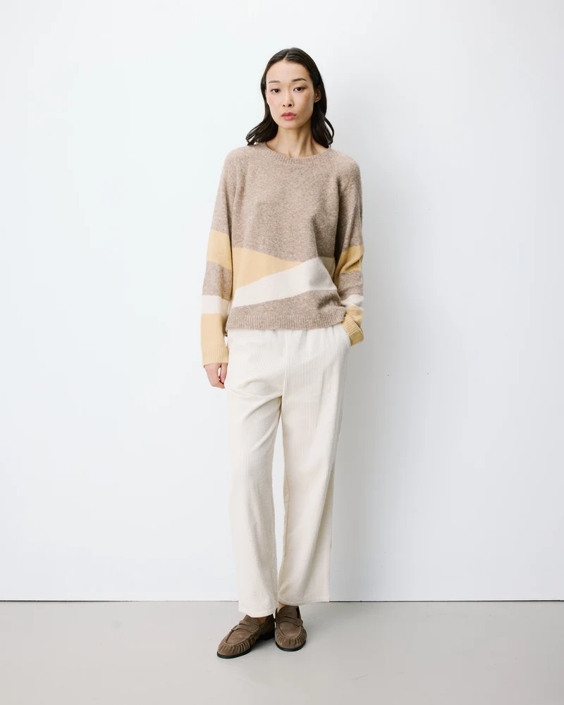 Pull col rond en maille à motif mocha Arlo