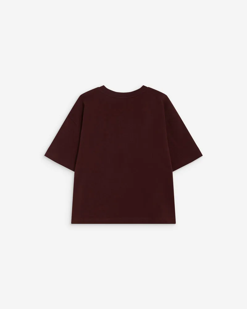 T-shirt en coton manches courtes à inscription aubergine Anis