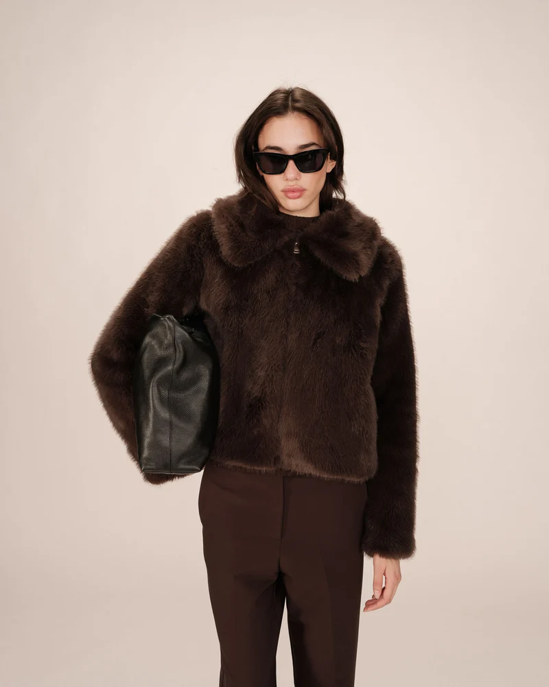 Manteau fausse fourrure chocolat Shonna