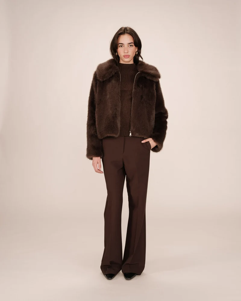 Manteau fausse fourrure chocolat Shonna