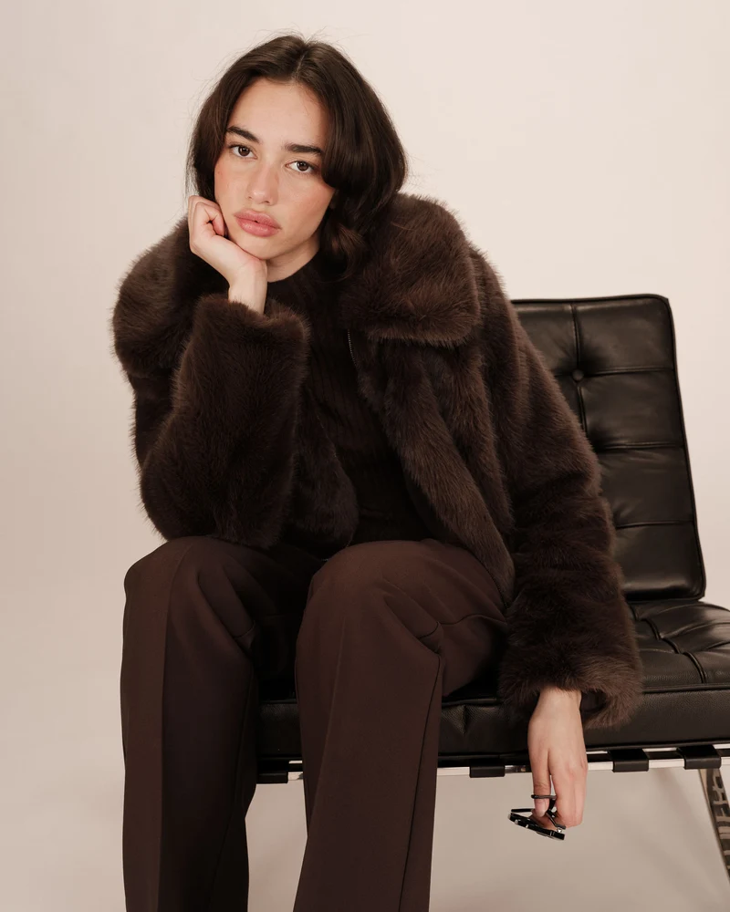 Manteau fausse fourrure chocolat Shonna