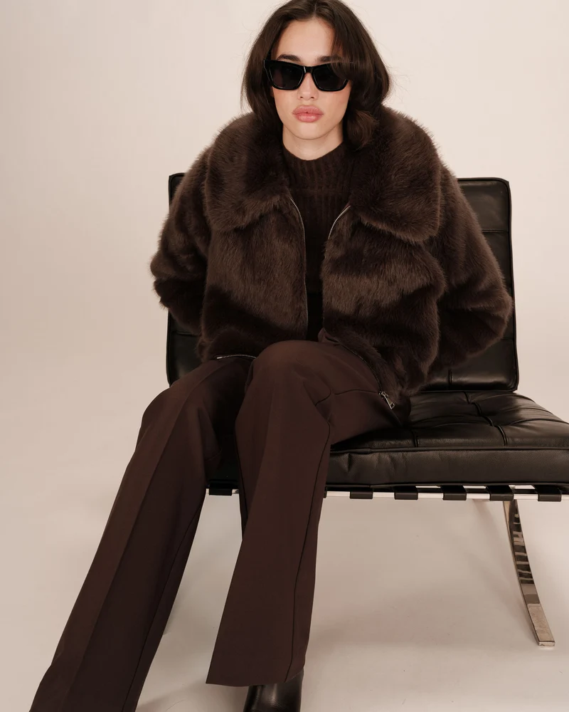 Manteau fausse fourrure chocolat Shonna