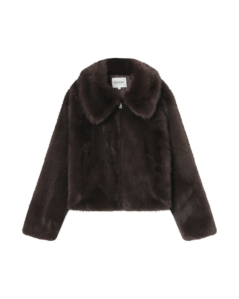 Manteau fausse fourrure chocolat Shonna