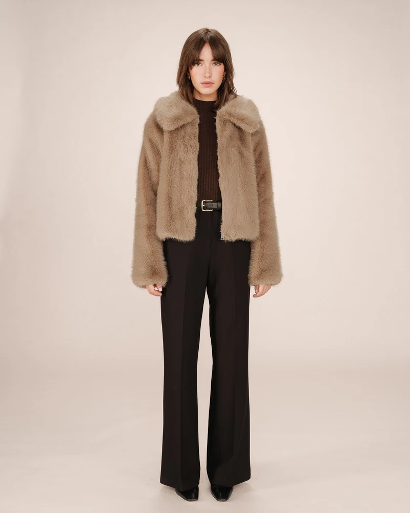 Manteau fausse fourrure greige Shonna