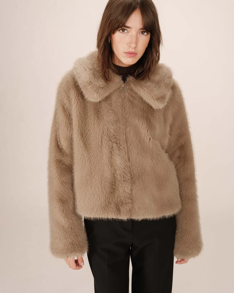 Manteau fausse fourrure greige Shonna