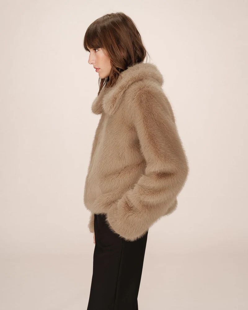 Manteau fausse fourrure greige Shonna