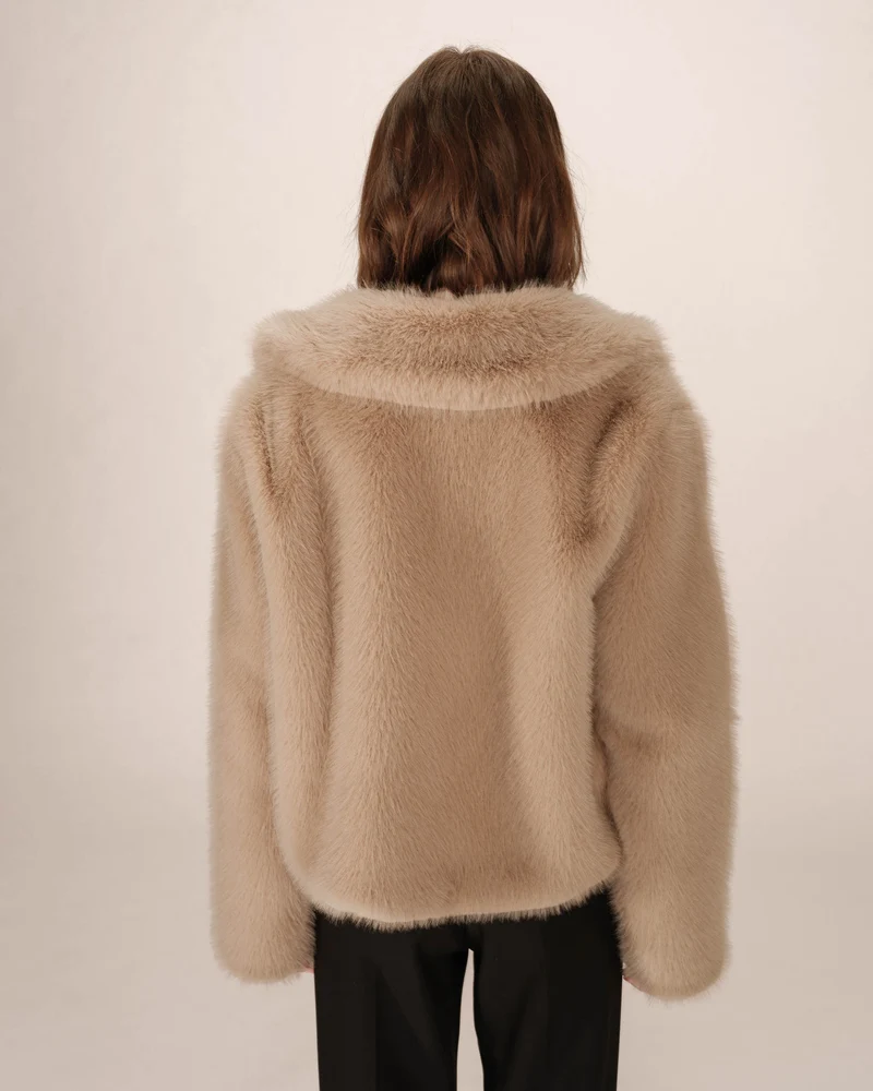 Manteau fausse fourrure greige Shonna