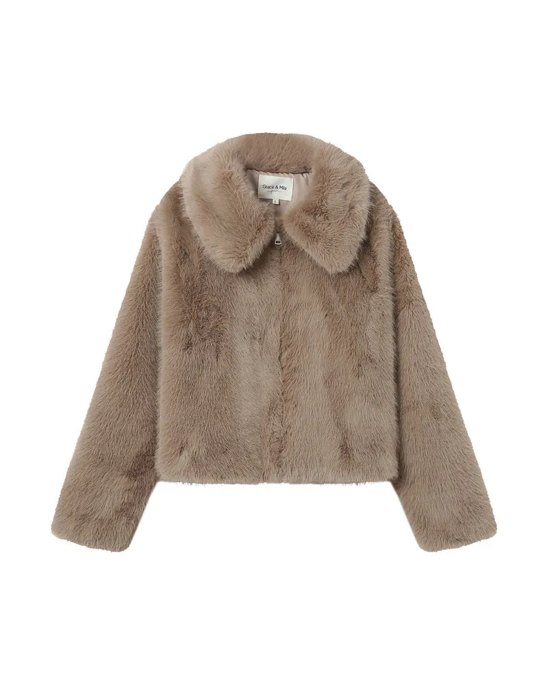 Manteau fausse fourrure greige Shonna