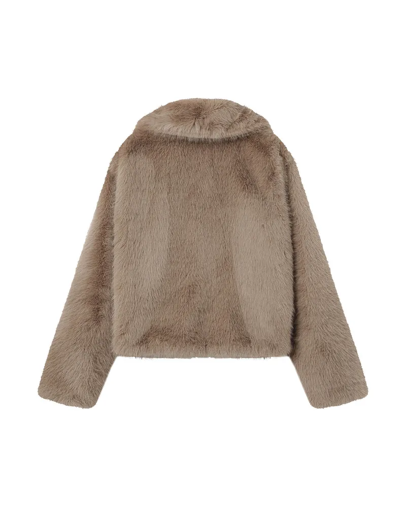 Manteau fausse fourrure greige Shonna