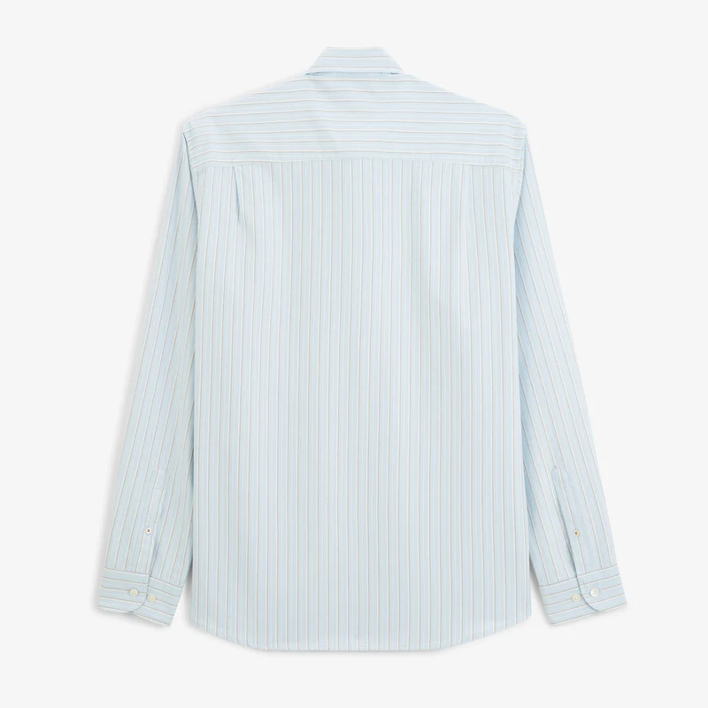 Chemise manches longues Oxford rayée coton bleu ciel