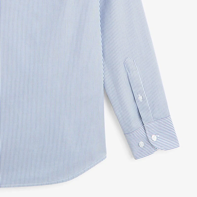 Chemise manches longues coton fines rayures bleue SBPLAY