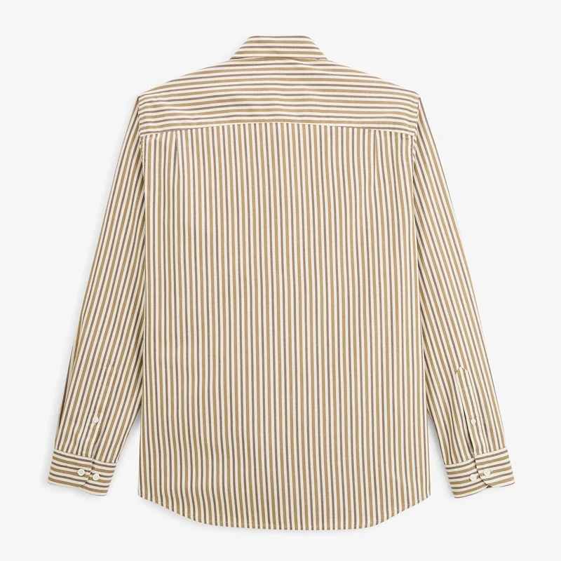 Chemise manches longues coton rayures marron