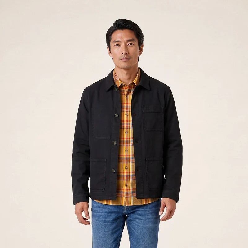 Veste worker en coton noire Wendel