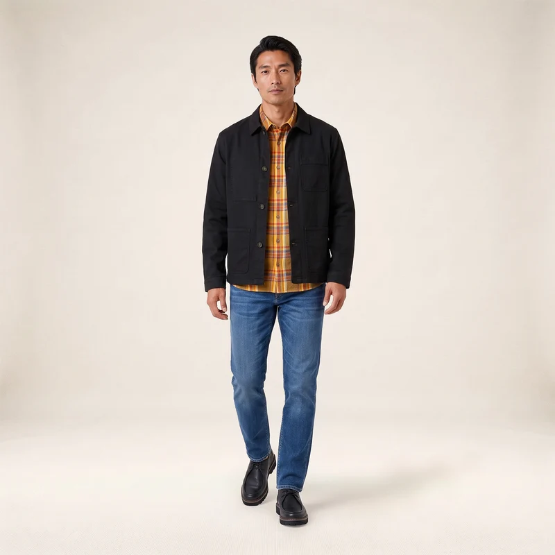 Veste worker en coton noire Wendel