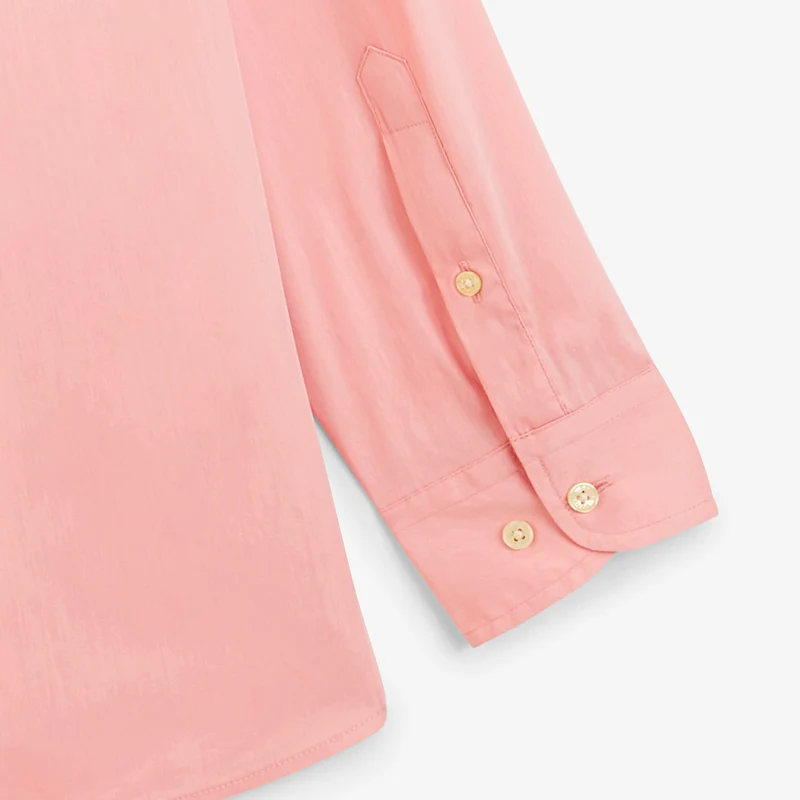 Chemise manches longues coton stretch rose