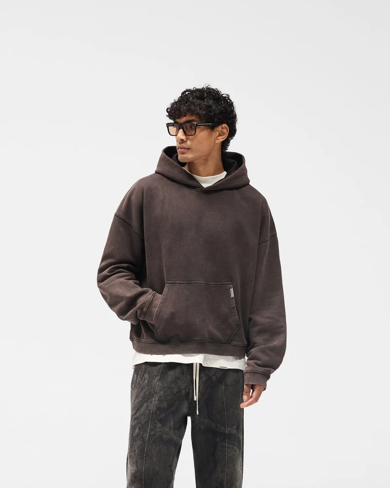 Initial Boxy Hoodie - Coffee